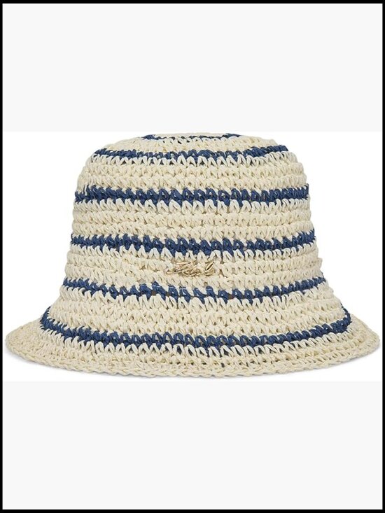 Striped Crochet Straw Bucket Hat - Hand Wash Only